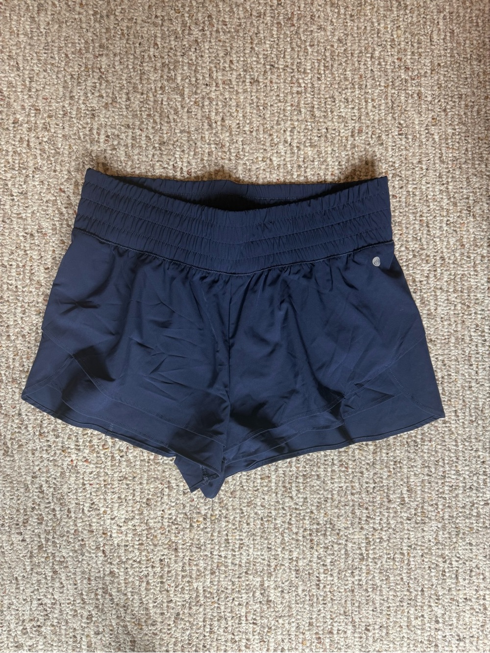 Apana Navy Athletic Shorts with Wide Smocked Waistband